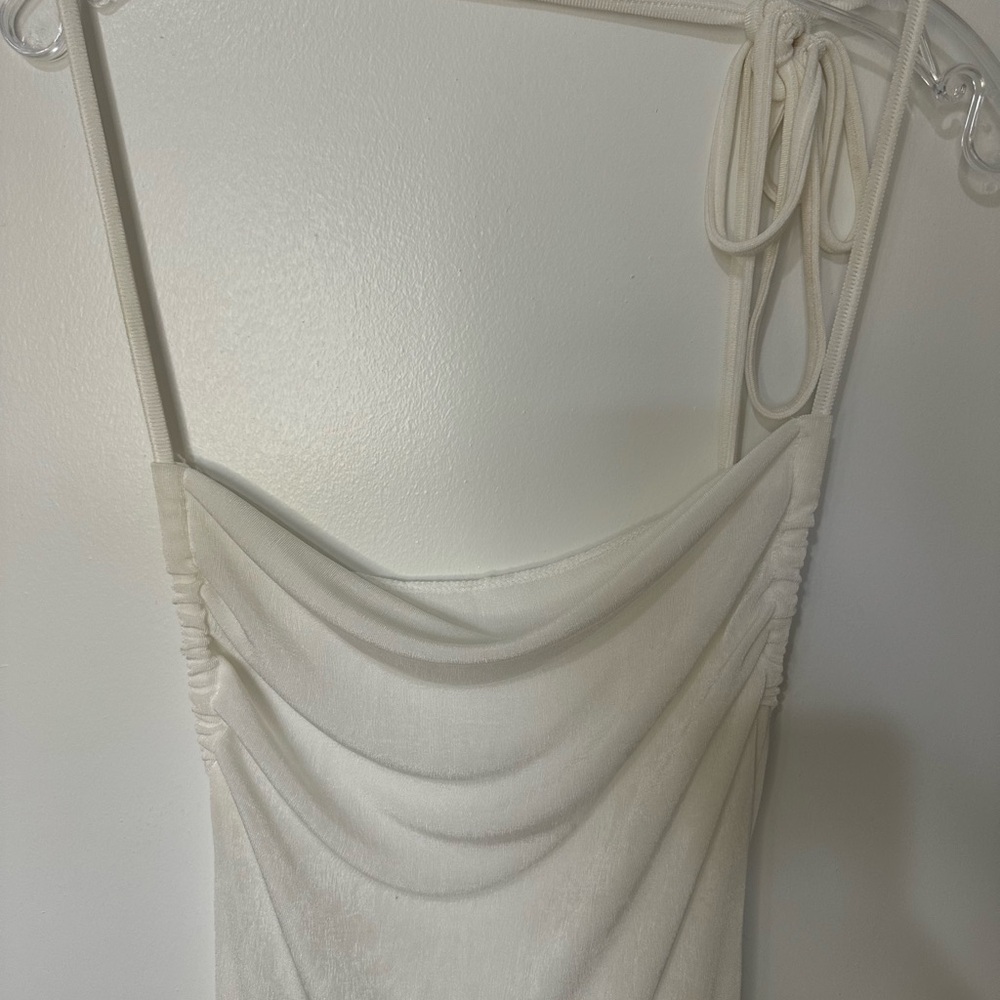 Elegant White Draped Dress